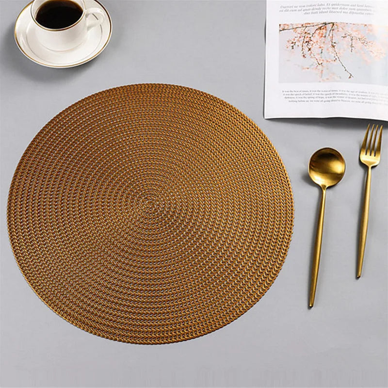 Round Placemats Set 15” Washable Easy Clean Wipeable Non-Slip Stain Heat Resistant Dinning Table Place Mats for Wedding Party