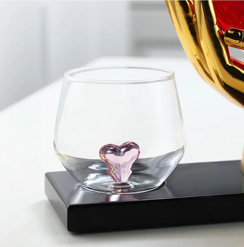 Heart Shape High-End Glass Whisky Decanter with Holder Wine Whiskey Set for Champagne Elegant Wine Dispenser