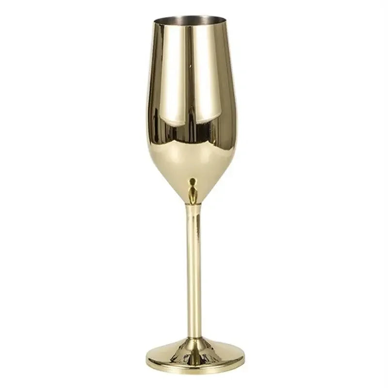 Shatterproof Stainless Champagne Glasses Brushed Gold Wedding Toasting Champagne Flutes Drink Cup Party Marriage Wine