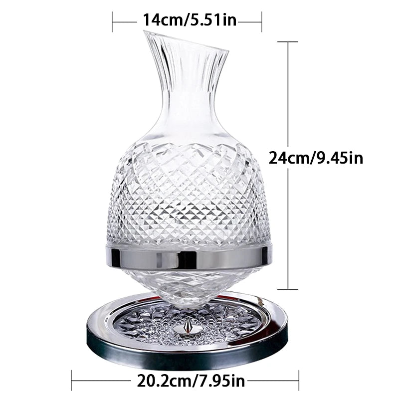 High Grade Crystal Glass 360 Rotating Decanter Tumbler 1500Ml Decanter Wine Dispenser Aerator Mirror Jug Gift Bar Decoration