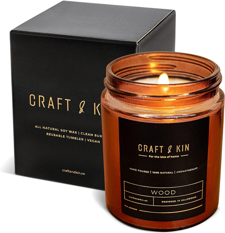 Premium Wood Candle | Scented Candle 8 Oz 45 Hour Burn | Wood Wick Candles, Soy Candle, Mens Candles for Home | Novelty Candle | Soy Candles for Home Scented | Scented Candles for Men