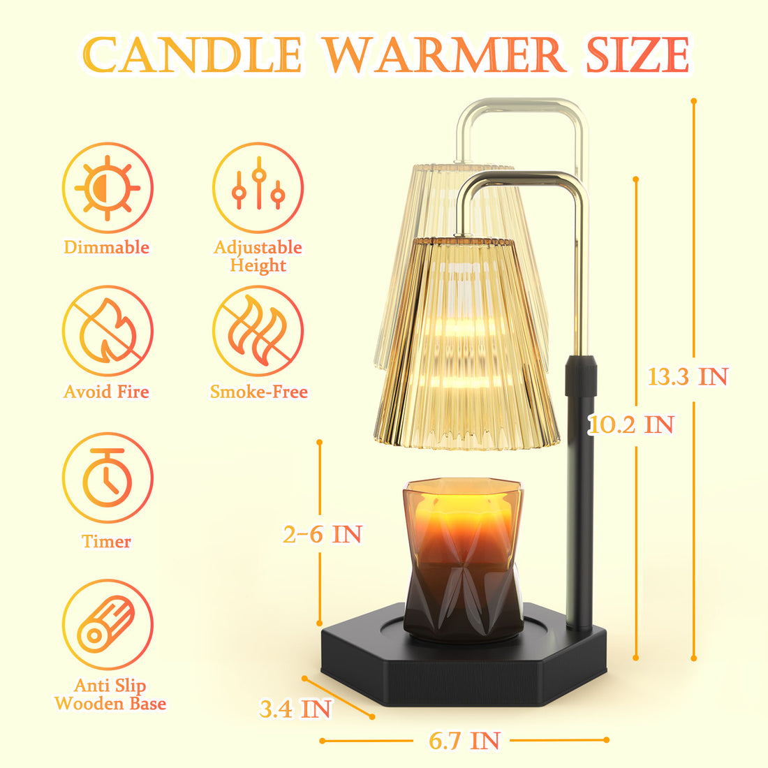 Candle Warmer Lamp Amber Glass and Black Base