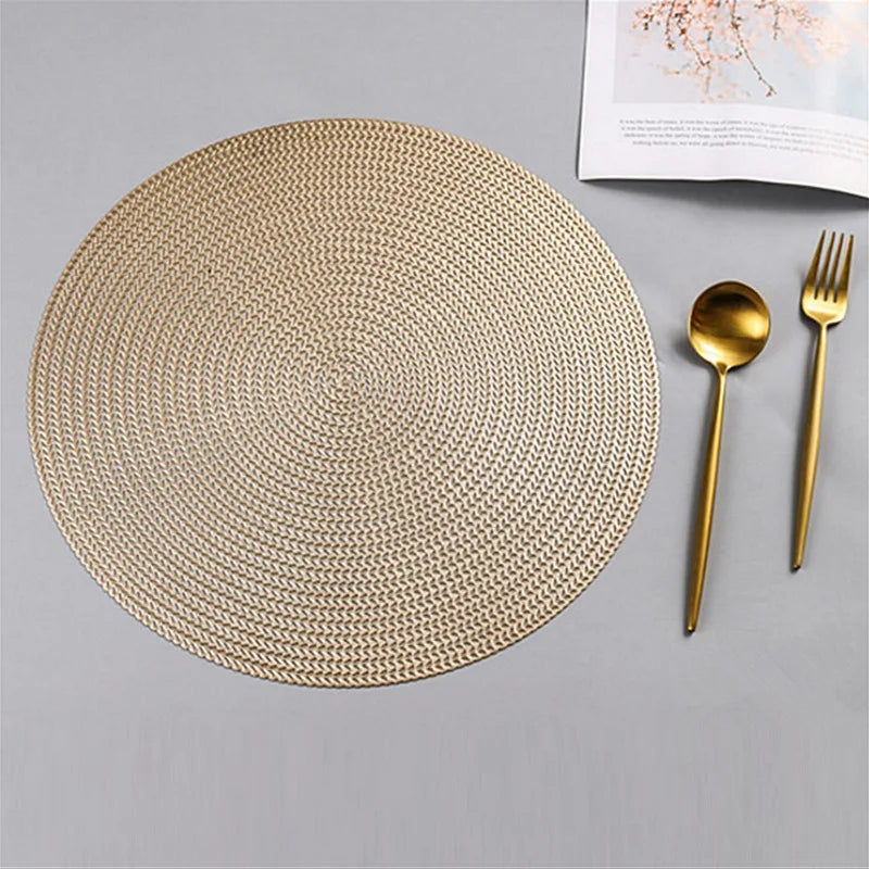 Round Placemats Set 15” Washable Easy Clean Wipeable Non-Slip Stain Heat Resistant Dinning Table Place Mats for Wedding Party