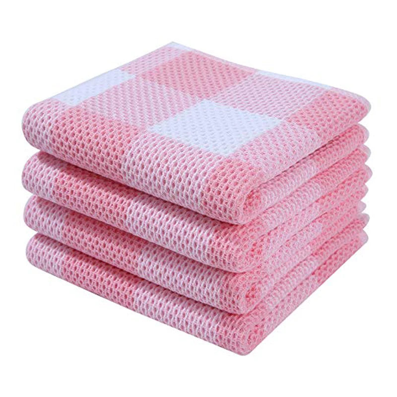 100% Cotton Dishcloth Waffle Weave Check Kitchen Towel Absorbent Cleaning Towel Super Soft Kitchen Cloths Household Towel