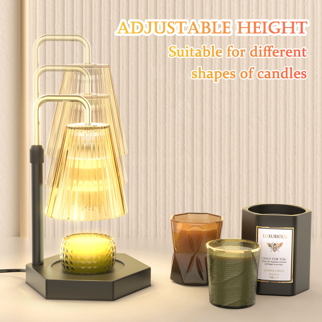 Candle Warmer Lamp Amber Glass and Black Base