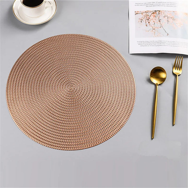 Round Placemats Set 15” Washable Easy Clean Wipeable Non-Slip Stain Heat Resistant Dinning Table Place Mats for Wedding Party