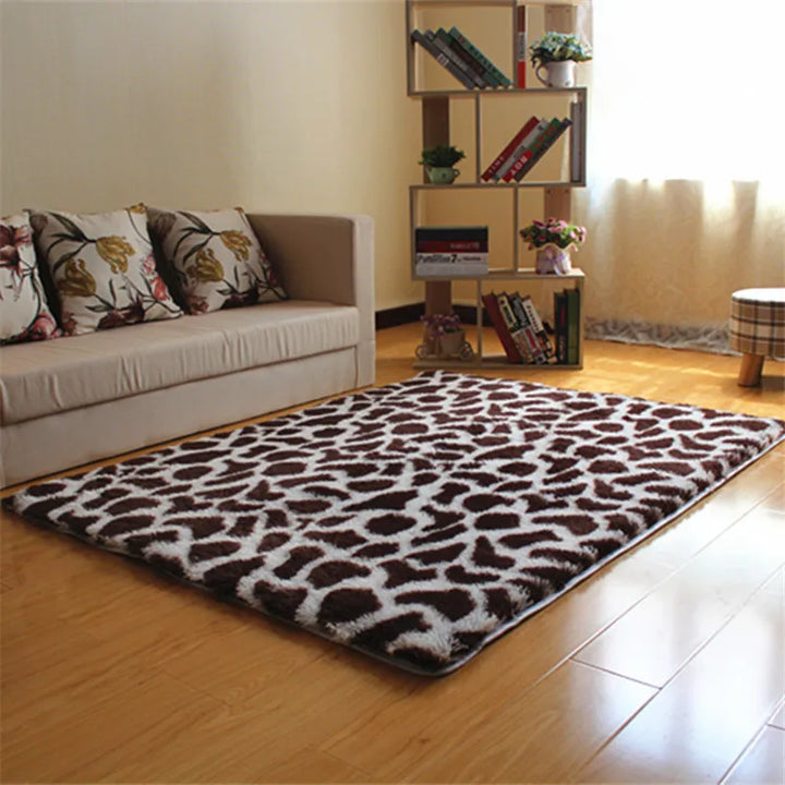 Fluffy Soft Carpet Rugs Bedside Area Rugs Shaggy Long Hair Rugs Carpets Leopard Printed Doormat Kitchen Hallway Bath Mat