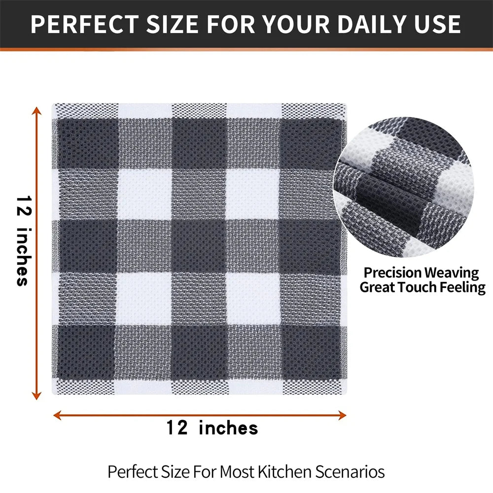 100% Cotton Dishcloth Waffle Weave Check Kitchen Towel Absorbent Cleaning Towel Super Soft Kitchen Cloths Household Towel