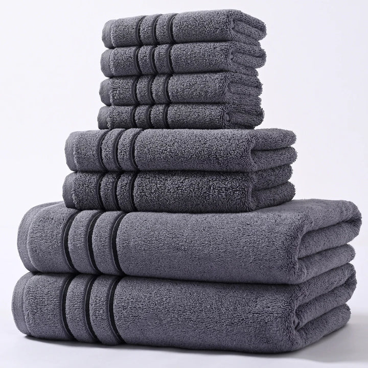 8Pcs Soft Cotton Towel Set, Soft & Fluffy Bathroom Towels, 2 Bath Towels 28" X 55", 2 Hand Towels 13" X 29" & 4 Face Towels 13"