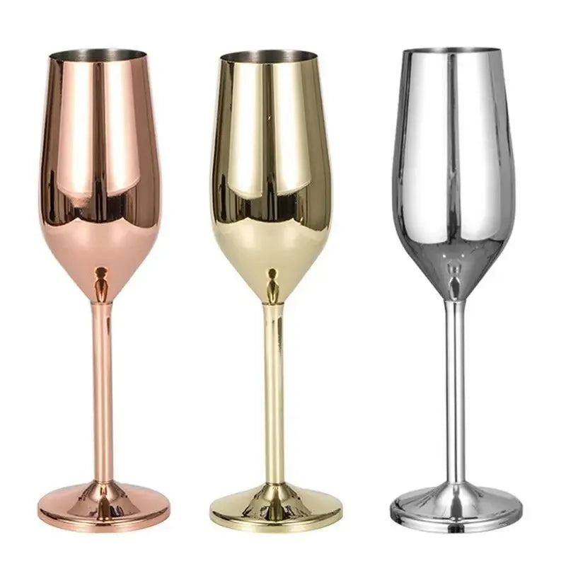 Shatterproof Stainless Champagne Glasses Brushed Gold Wedding Toasting Champagne Flutes Drink Cup Party Marriage Wine