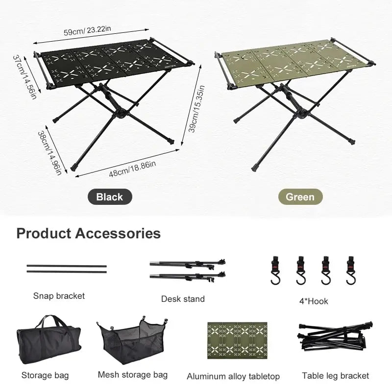 WESTTUNE Camping Folding Table Portable Aluminum Alloy Lightweight Table with Accessories Multifunctional Outdoor Table