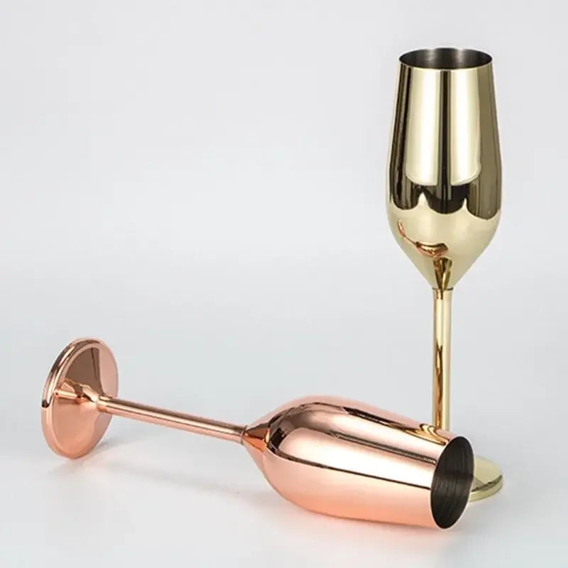 Shatterproof Stainless Champagne Glasses Brushed Gold Wedding Toasting Champagne Flutes Drink Cup Party Marriage Wine