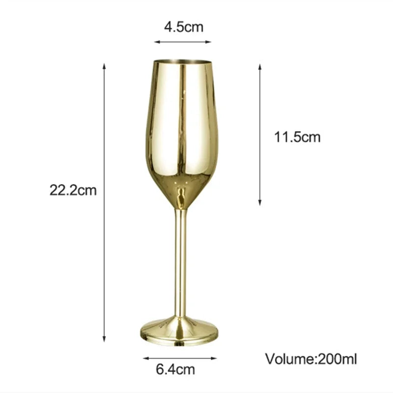 Shatterproof Stainless Champagne Glasses Brushed Gold Wedding Toasting Champagne Flutes Drink Cup Party Marriage Wine