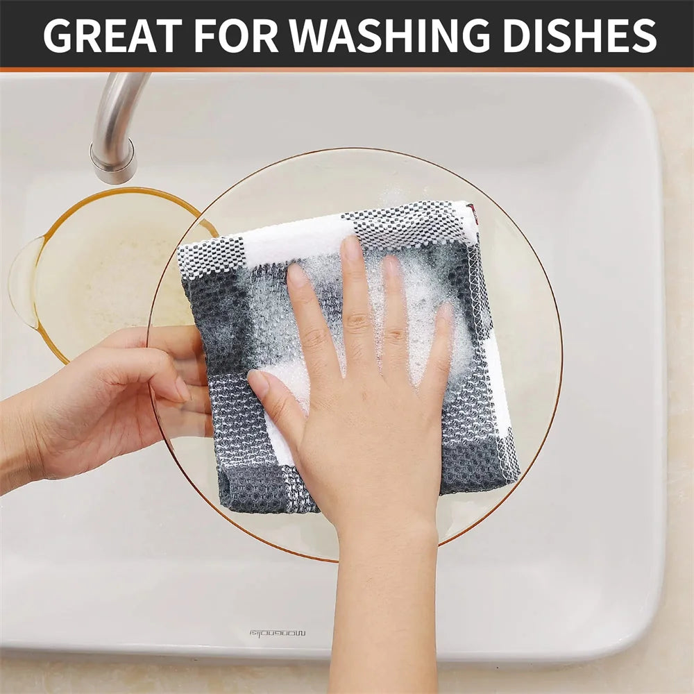 100% Cotton Dishcloth Waffle Weave Check Kitchen Towel Absorbent Cleaning Towel Super Soft Kitchen Cloths Household Towel