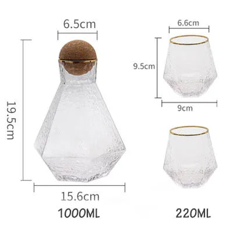 Water Kettle Glass Cups Nordic Geometric Glass Cold Water Jug Set Cup Drinking Ware Simple Household Juice Pot Water Pitcher