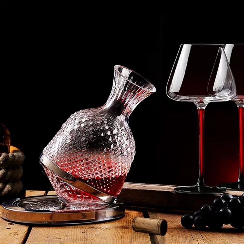 High Grade Crystal Glass 360 Rotating Decanter Tumbler 1500Ml Decanter Wine Dispenser Aerator Mirror Jug Gift Bar Decoration