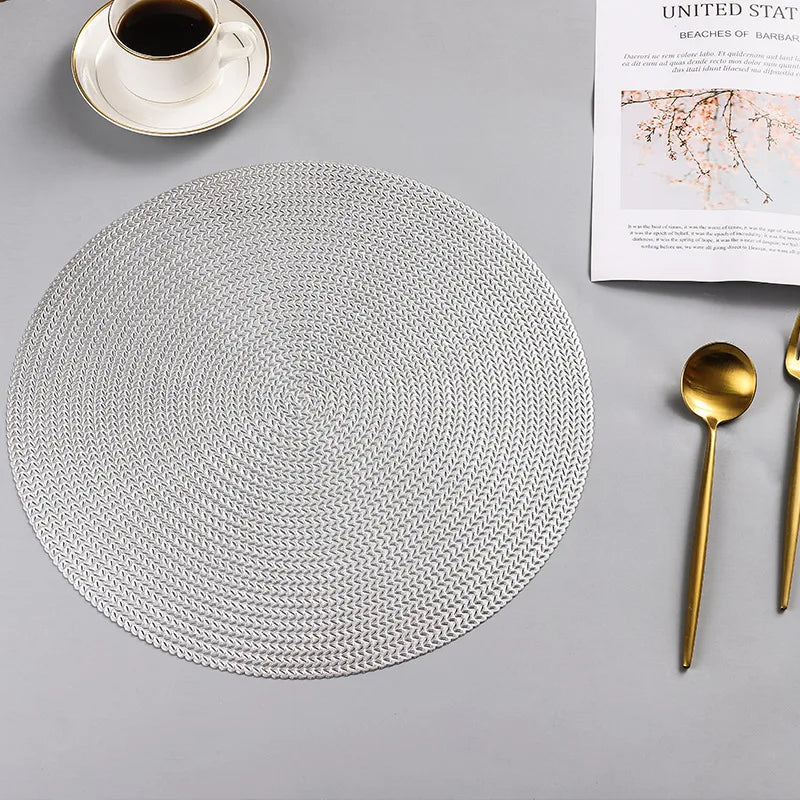 Round Placemats Set 15” Washable Easy Clean Wipeable Non-Slip Stain Heat Resistant Dinning Table Place Mats for Wedding Party