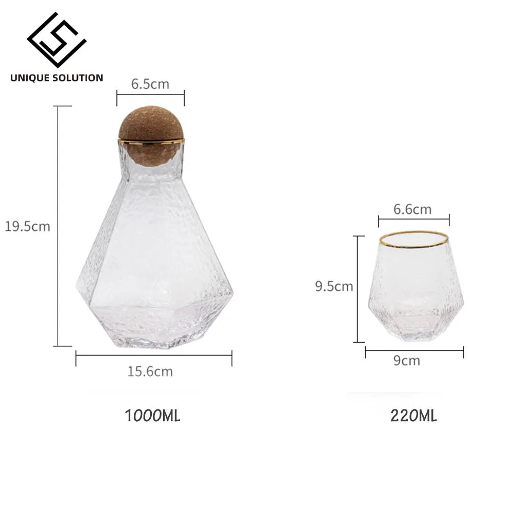 Water Kettle Glass Cups Nordic Geometric Glass Cold Water Jug Set Cup Drinking Ware Simple Household Juice Pot Water Pitcher